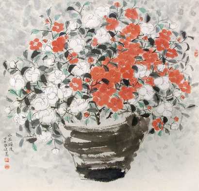 柳学健 花卉 镜心